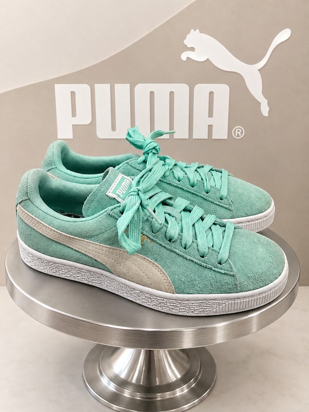 PUMA Suede Classic Turquoise Mint White Suede Sneakers 355462-32 US 7